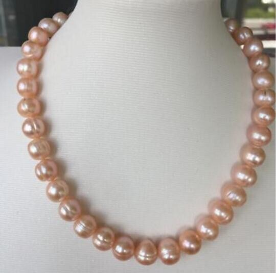 Stunning 18″ AAA+ 9-10MM SOUTH SEA NATURAL pink Baroque PEARL NECKLACE 14K CLASP