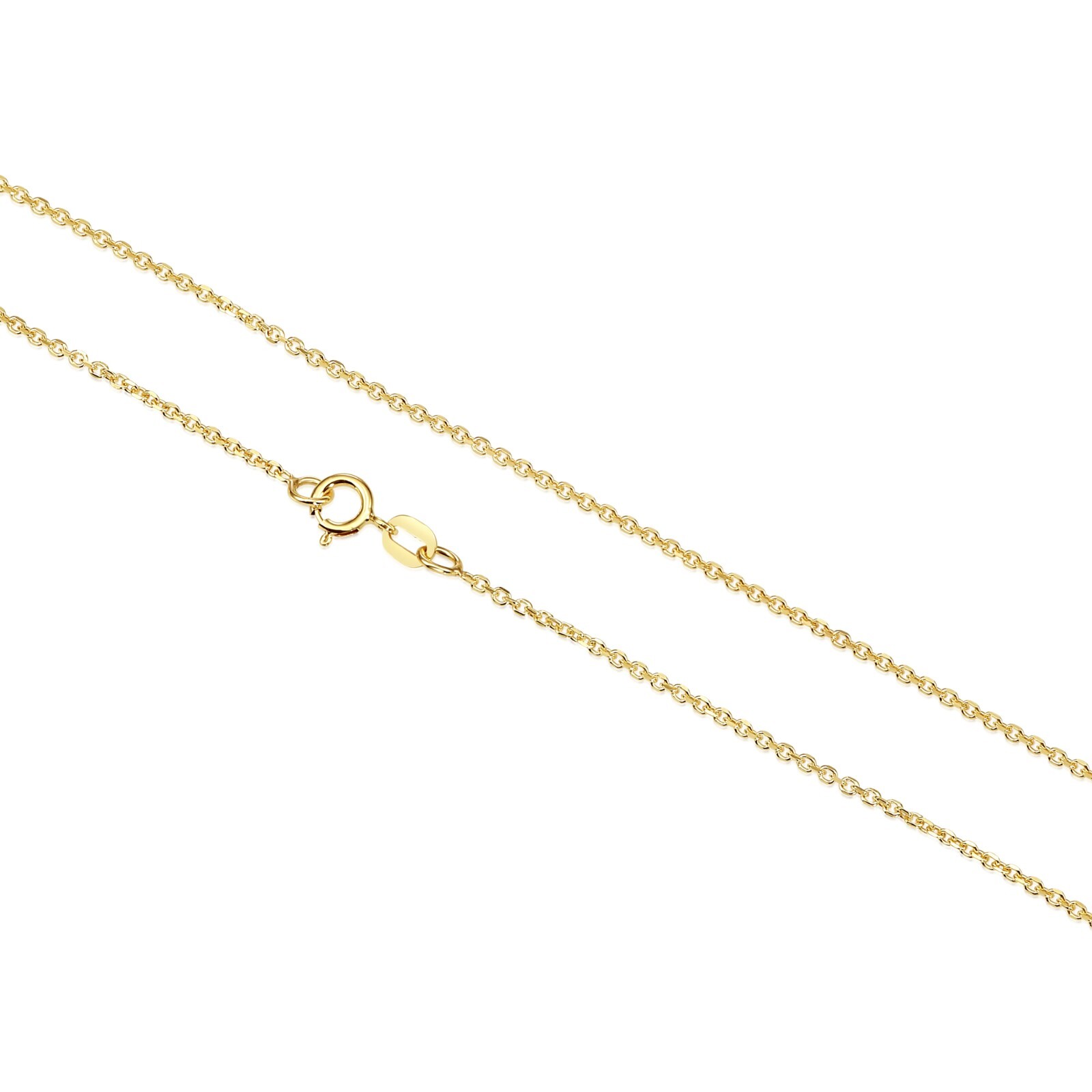 14K Real Solid Yellow Gold Diamond-Cut Thin Dainty Cable Chain Necklace 16″-20″