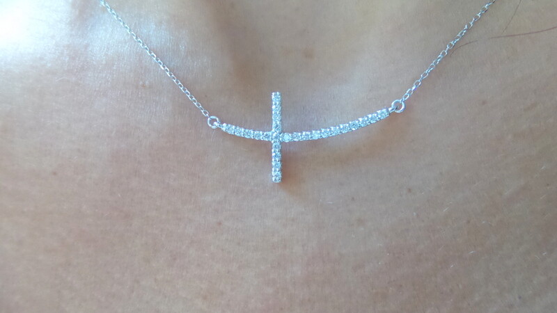 DIAMOND CROSS NECKLACE 14K WHITE GOLD 0.30CT NATURAL EARTH MINED DIAMONDS SI1 G