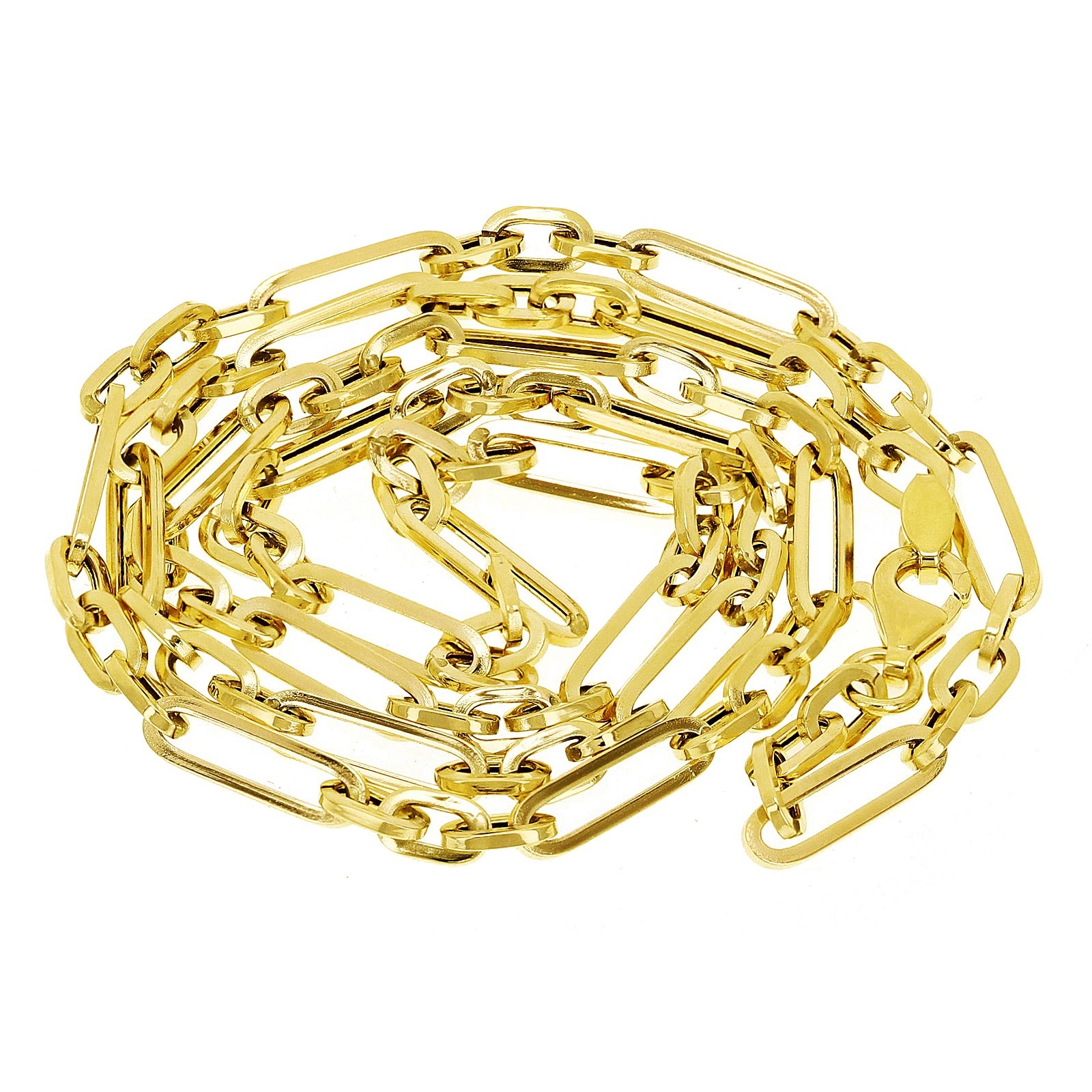 Italian 14k Yellow Gold Hollow Paper Clip Chain Necklace 18″ 3.3mm 3.4 grams