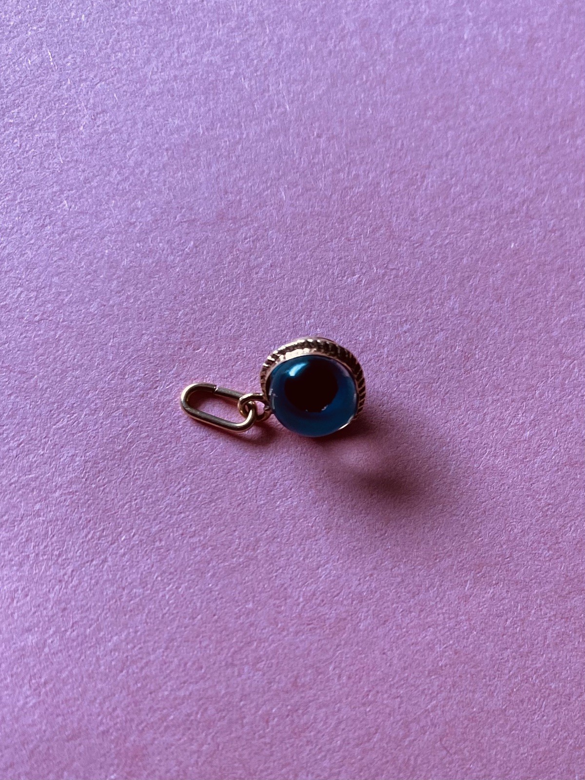 Evil Eye Blue Glass 10K Yellow solid gold charm Pendant