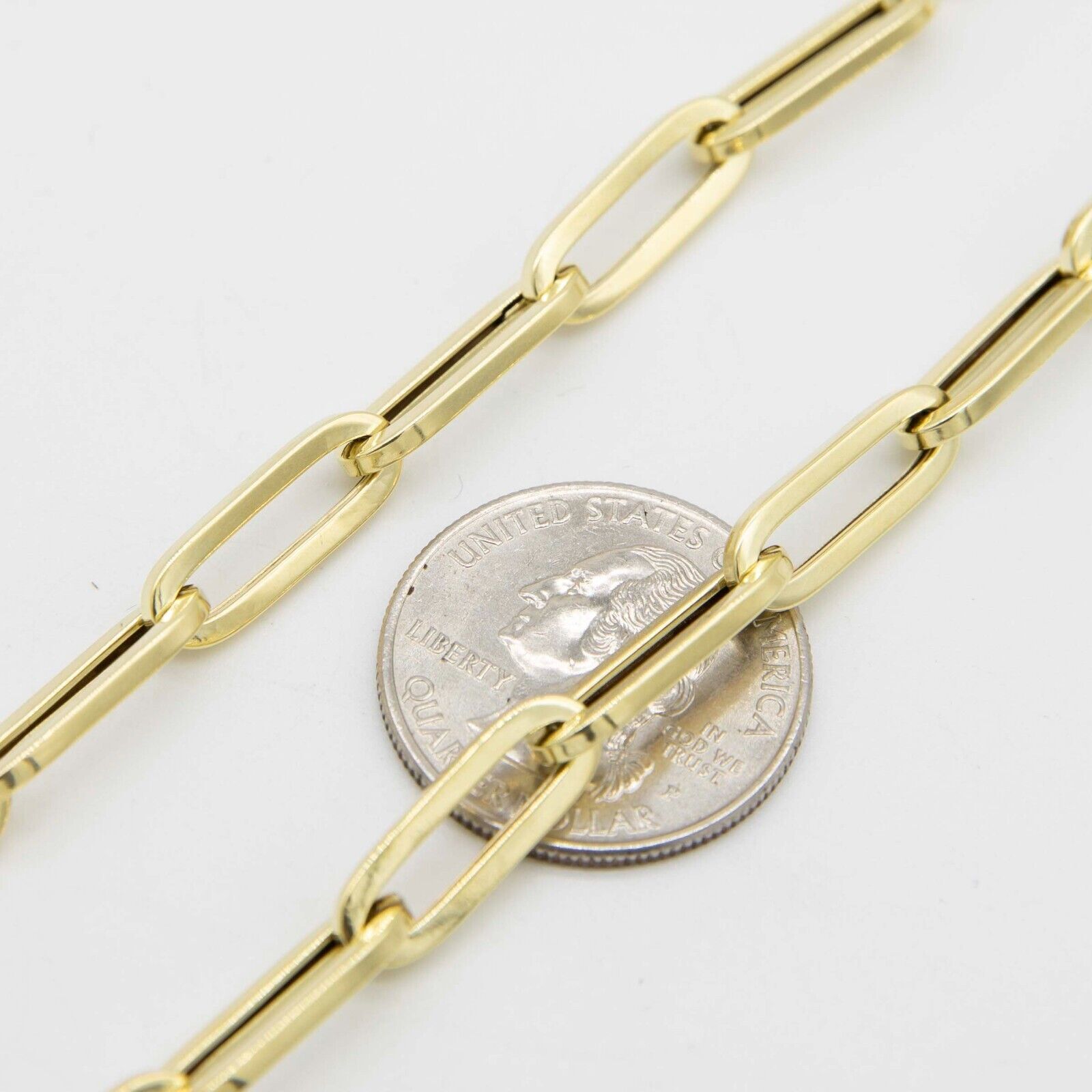 6mm Paperclip Link Chain Necklace 10K Real Yellow Gold All Sizes