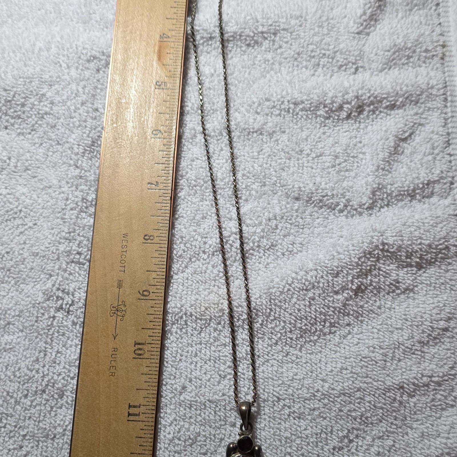 GM Silver Pendant Necklace. Amethyst Garnet Peridot Asymmetrical 18 in Rope