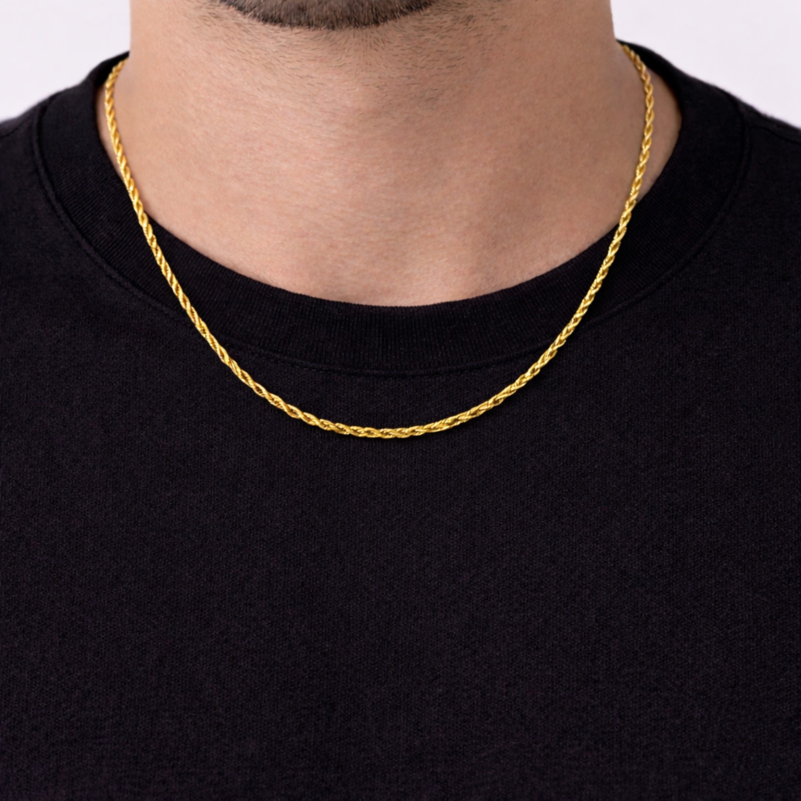 Italian 1/200 14k Yellow Gold Overlay Rope Chain Necklace Bracelet Set Cadena
