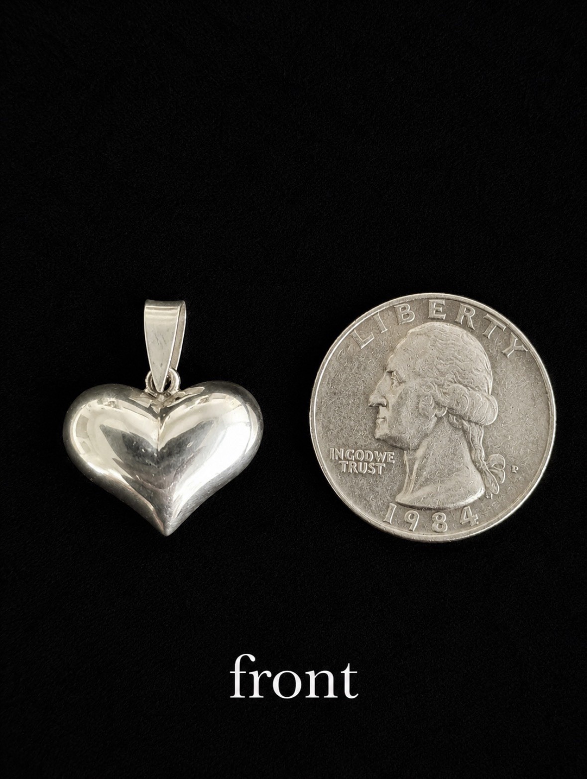 Sterling Silver Puffed Heart For Necklace