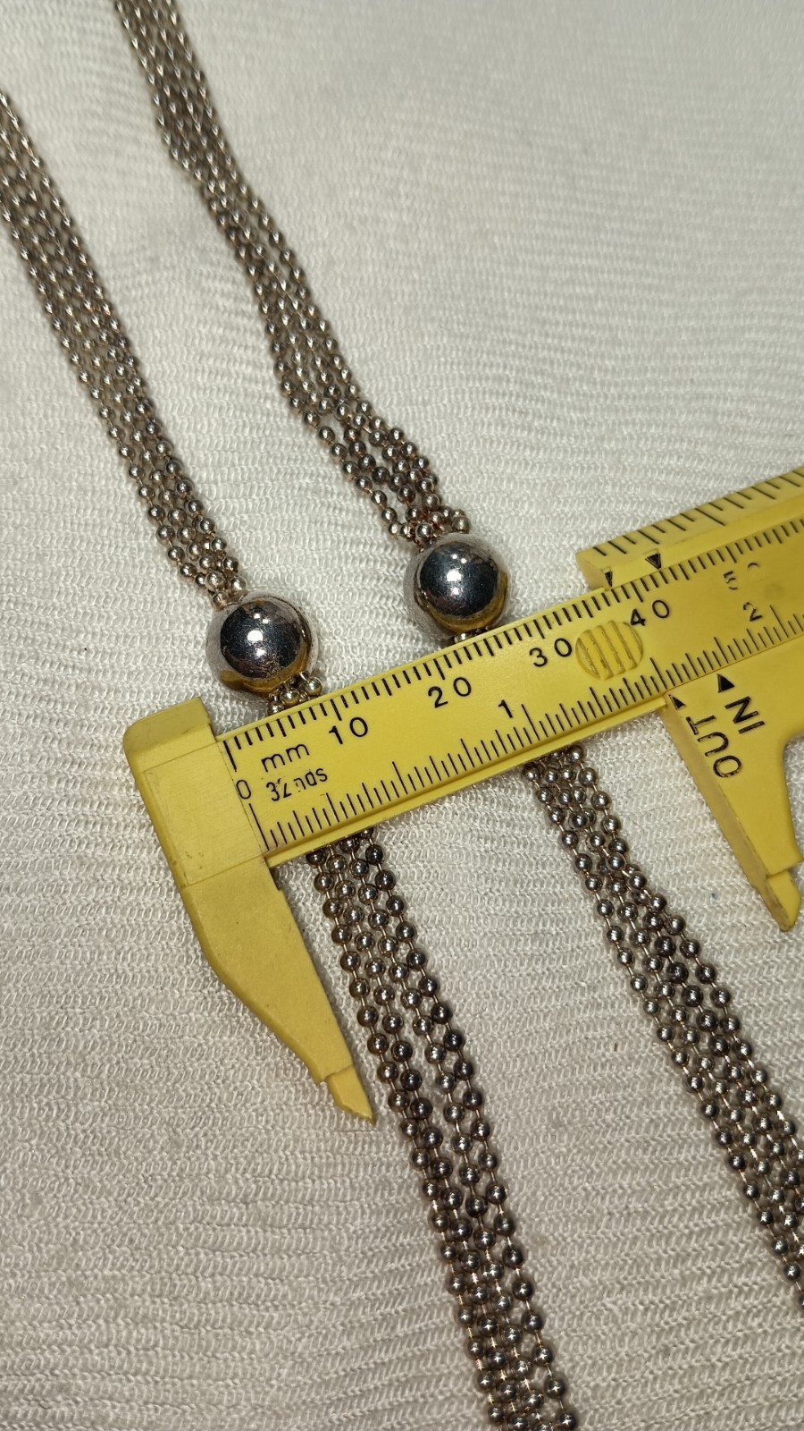 Milor Italy Sterling Silver Ball Chain Tassel Lariat Long Necklace 36 In