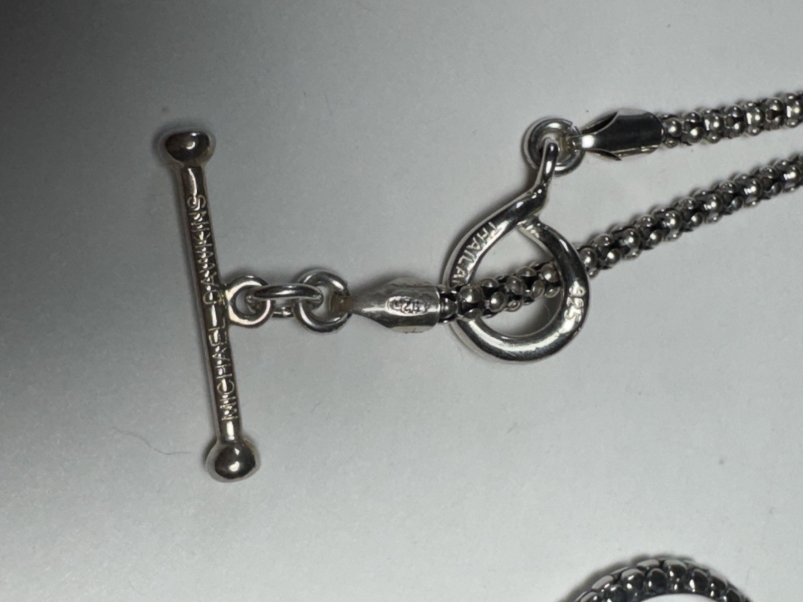 Michael Dawkins Sterling Silver Pebble Teardrop Pendant Necklace 925 Thailand 18