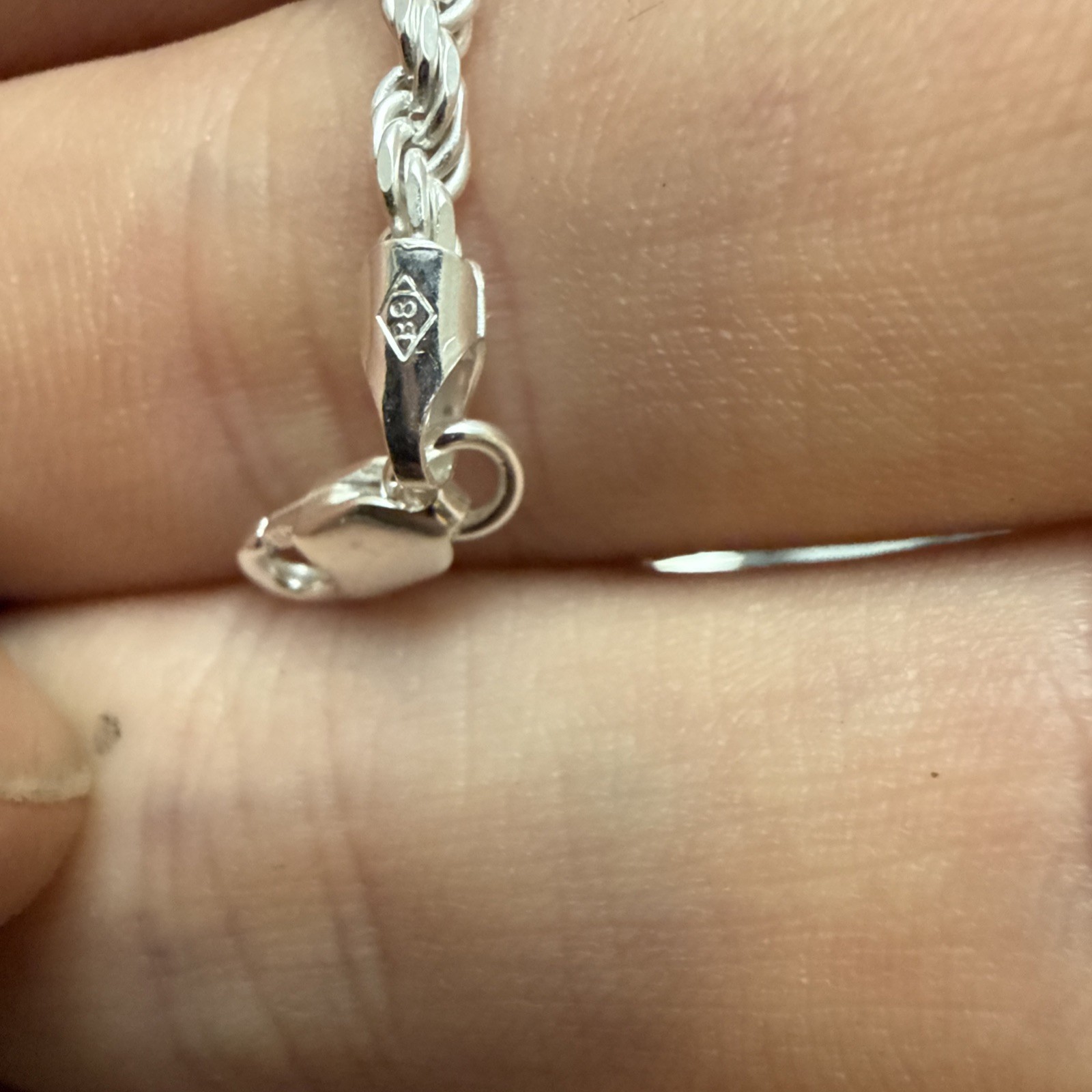 Real 925 SOLID Sterling Silver Diamond-Cut ROPE Chain And Bracelet COMBO 15.65gr