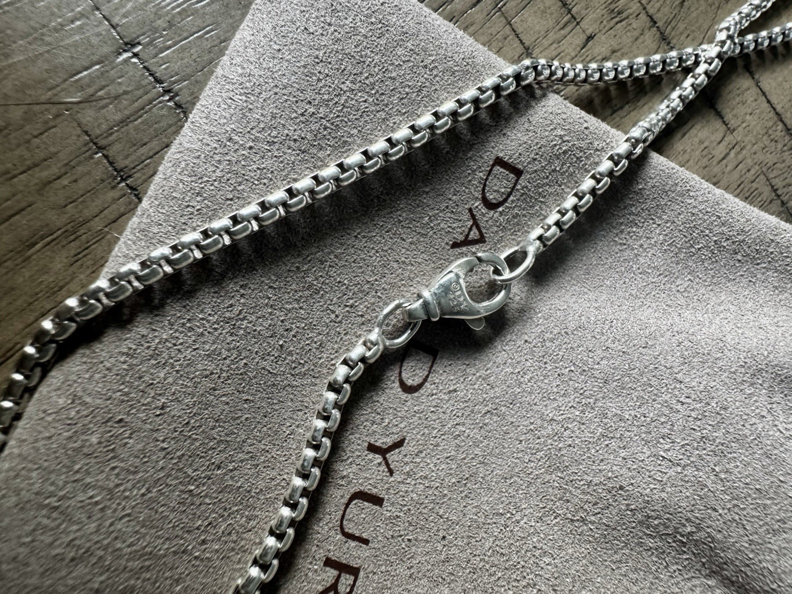 David Yurman 2.7mm Sterling Silver Box Chain Necklace 22” Mens 925 Silver w/ Box