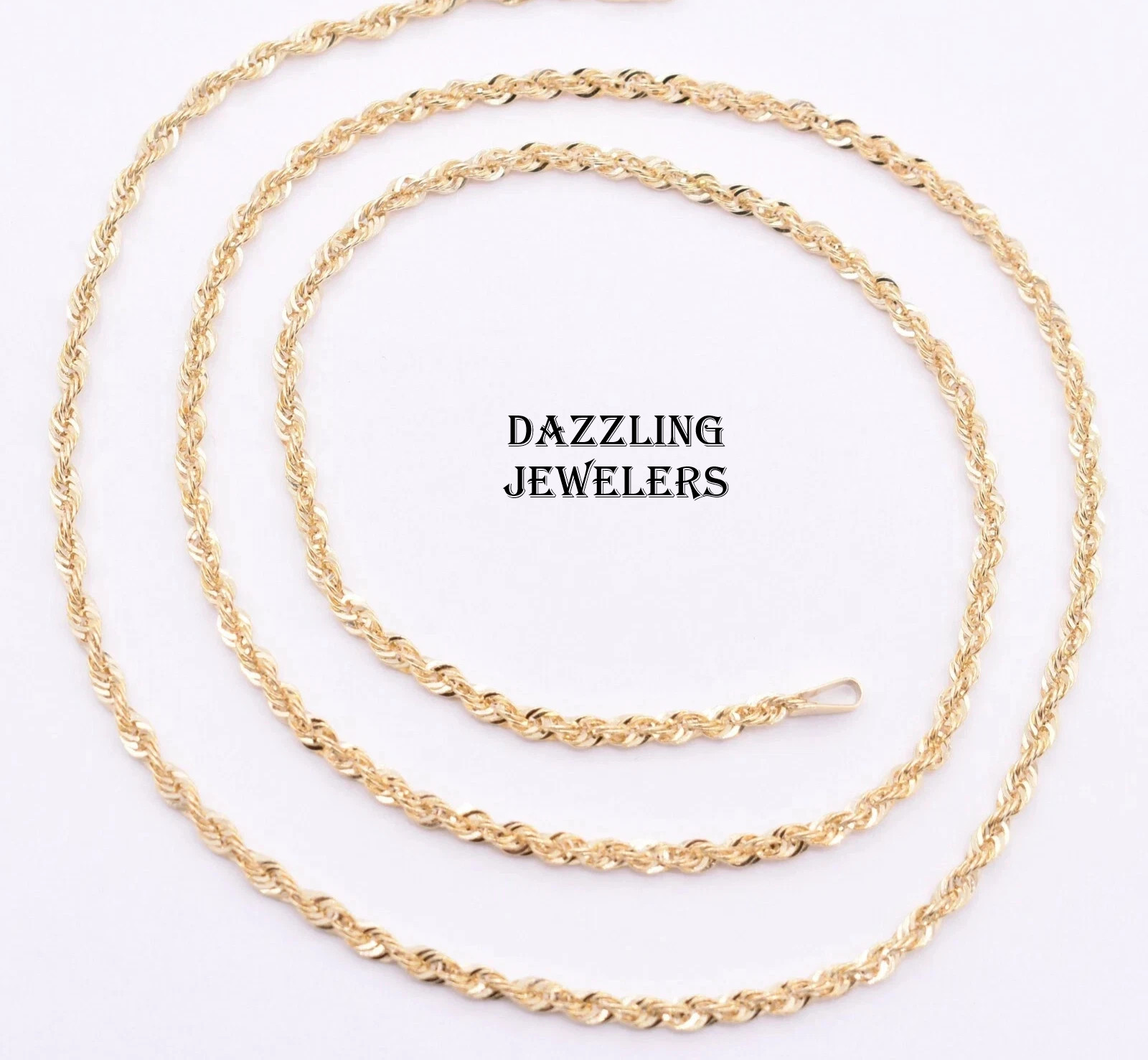 10kt Real Gold Rope Hollow/Semi-Solid Chain 4.9grams 2.7mm 24” GND Brand NWT 10K