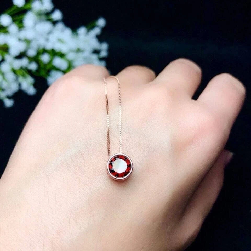 2Ct Lab Created Round Cut Red Ruby Pendant 14K Rose Gold Finish 18″ Free Chain