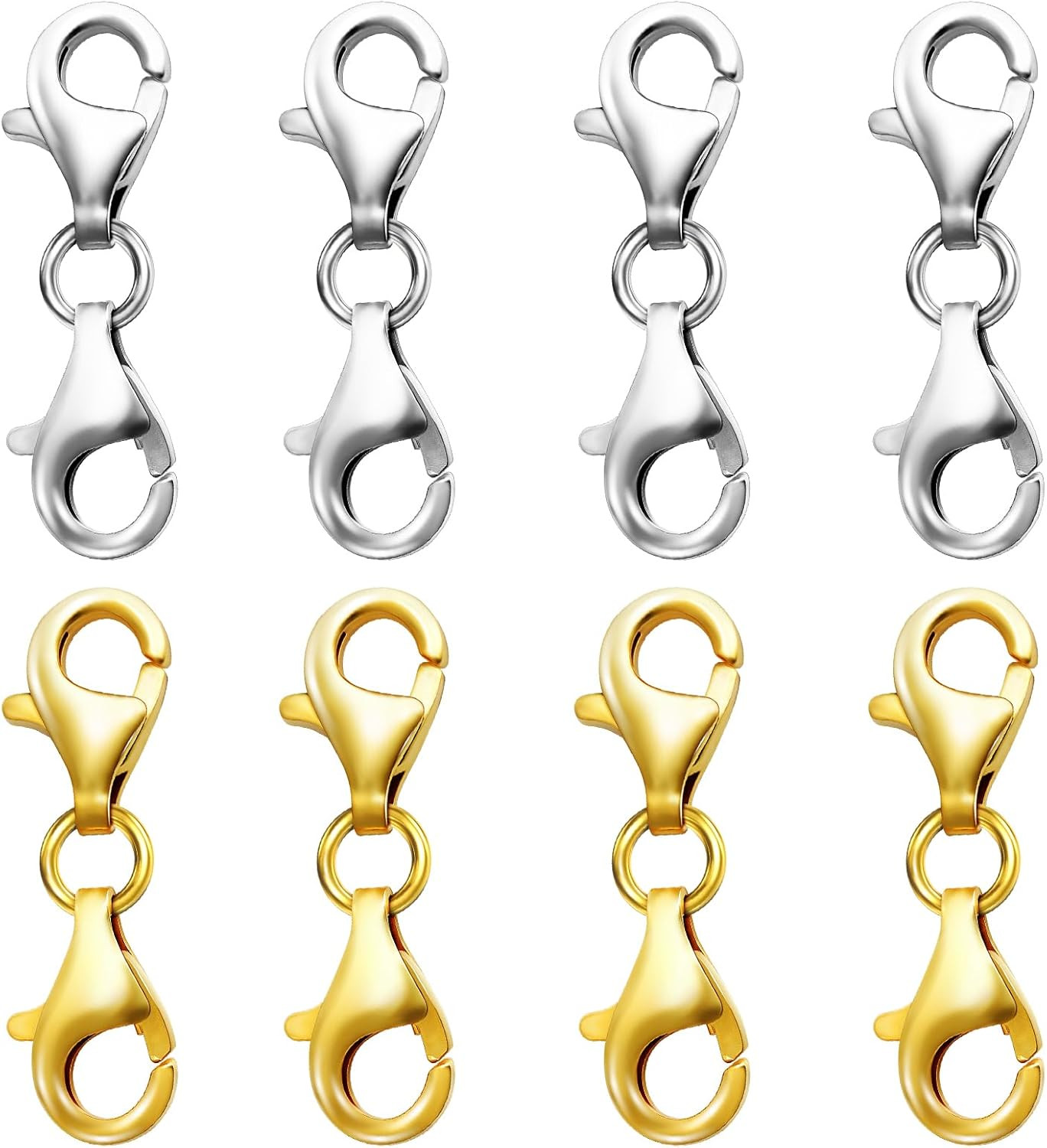 Double Lobster Claw Clasps Necklace Extender Silver and Gold, Double End Design