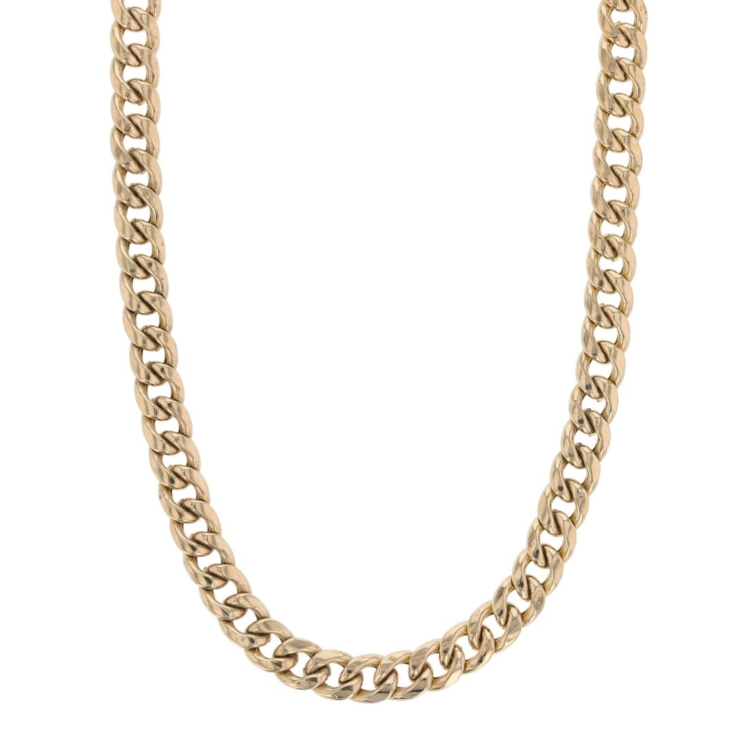 4.6mm Hollow Curb Link Chain 16″ Necklace 10k Yellow Gold Italy 7.63 Grams