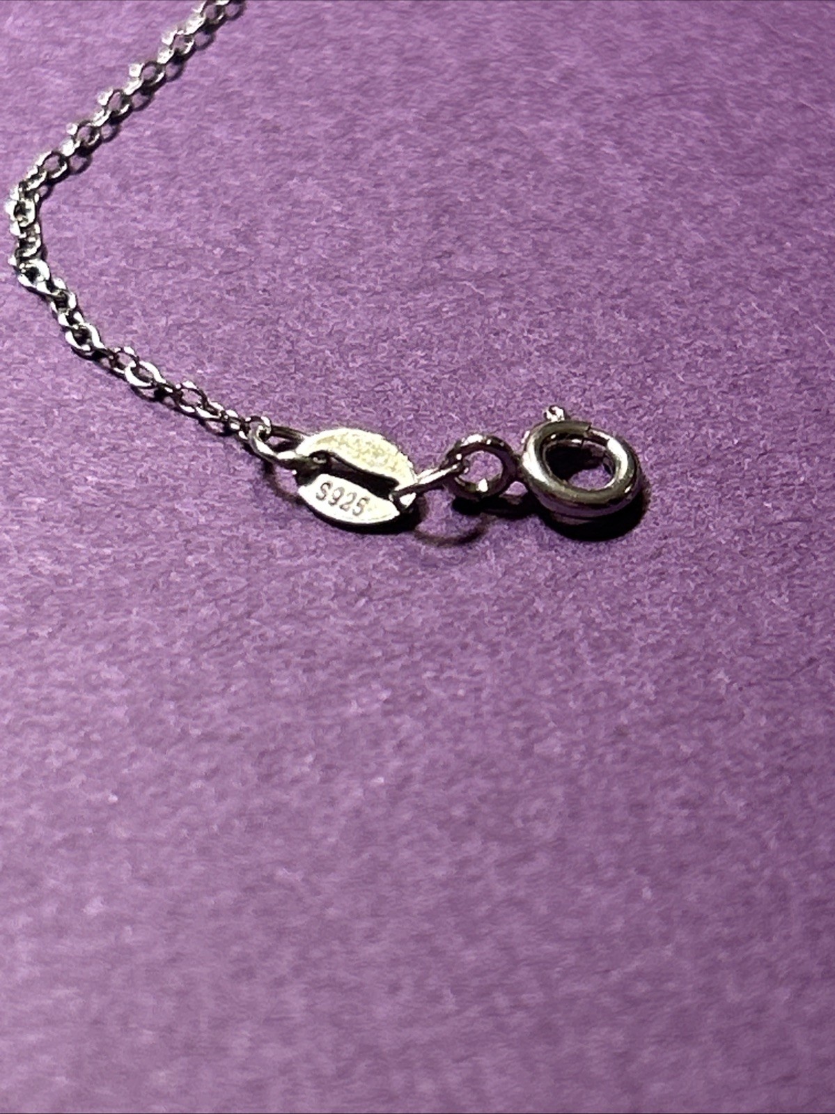 Sterling Silver Necklace with Synthetic Red Stone Marked 925