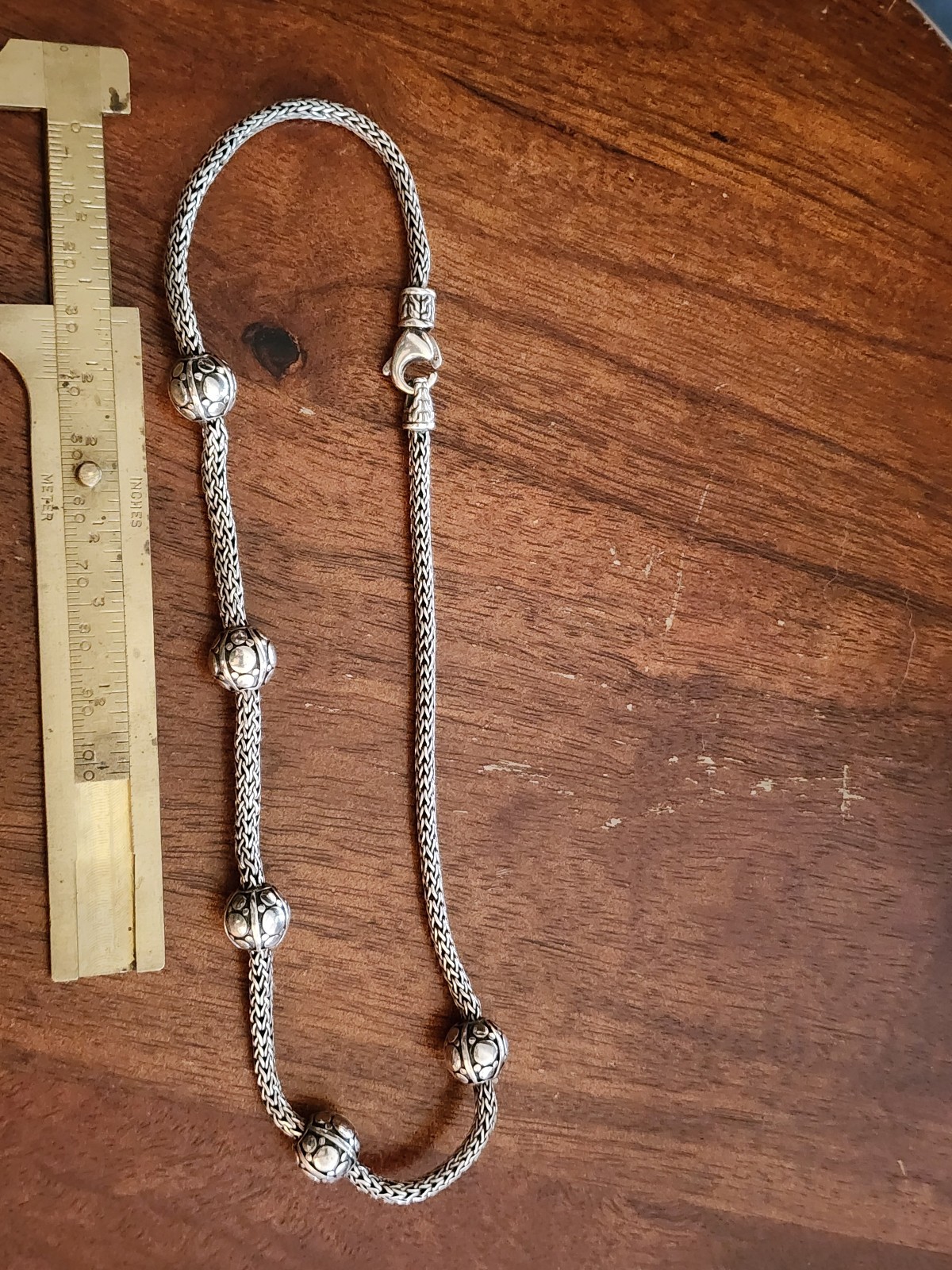 Beautiful John Hardy wheat sterling silver 925 ball necklace