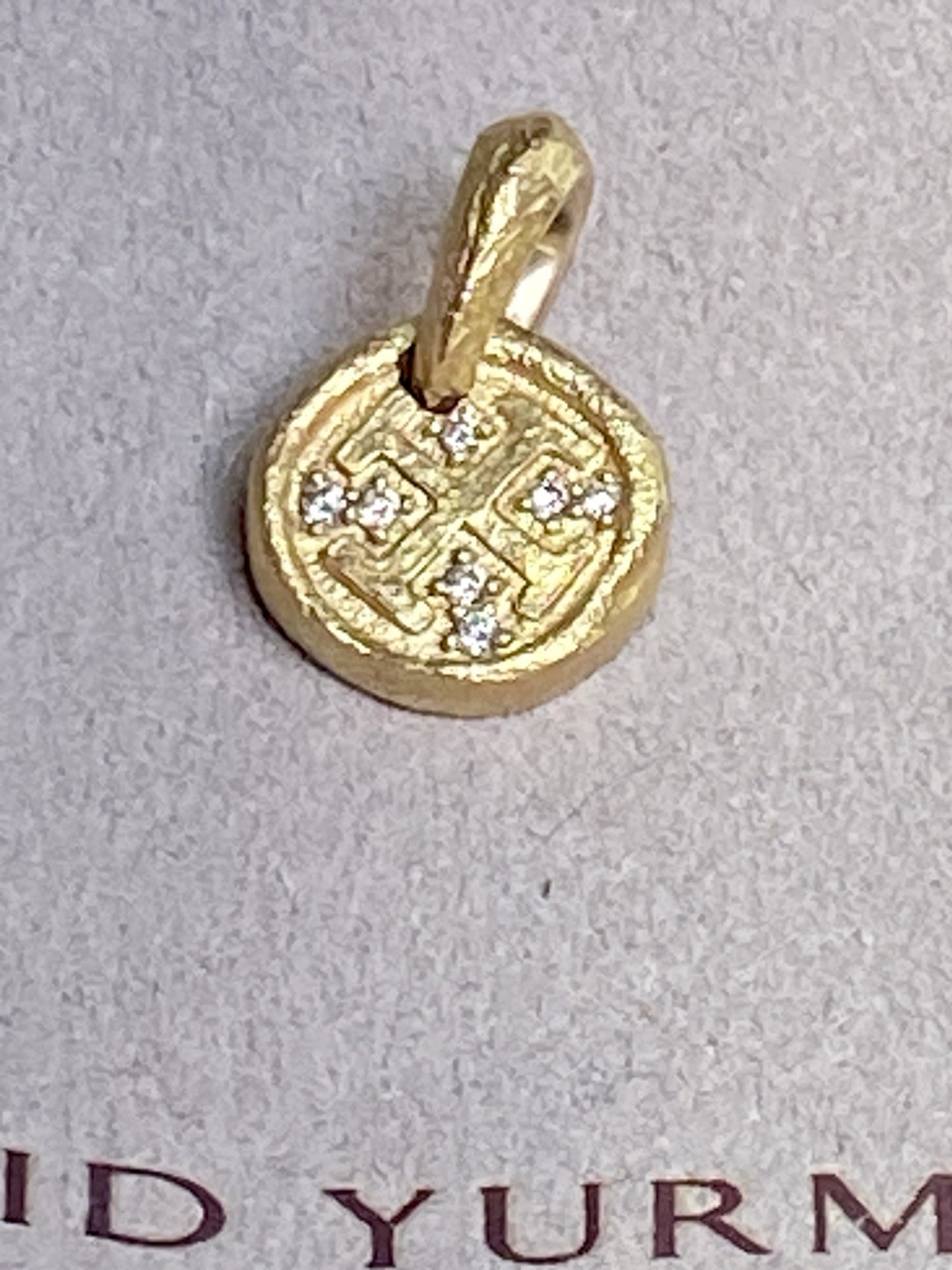 David Yurman 18K Yellow Cognac Gold Diamond Shipwreck Pendant Pouch