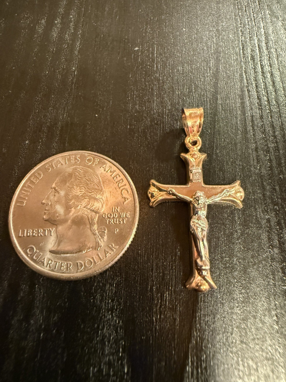 10kt Solid Two Tone Gold Crucifix Cross – Stamped INTI