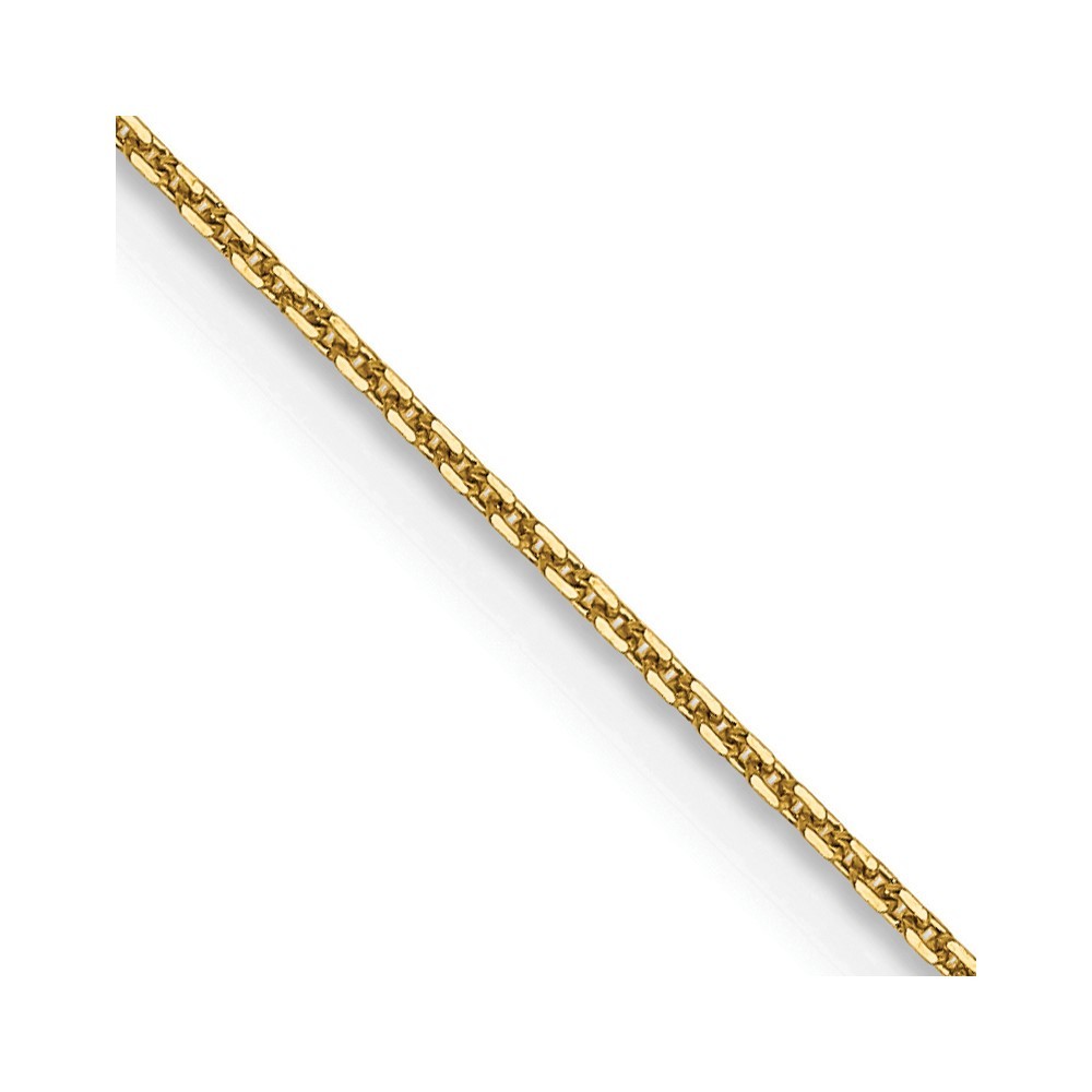 Real 14K Yellow Gold .8mm Diamond Cut Round Open Link Cable Chain; 24 inch