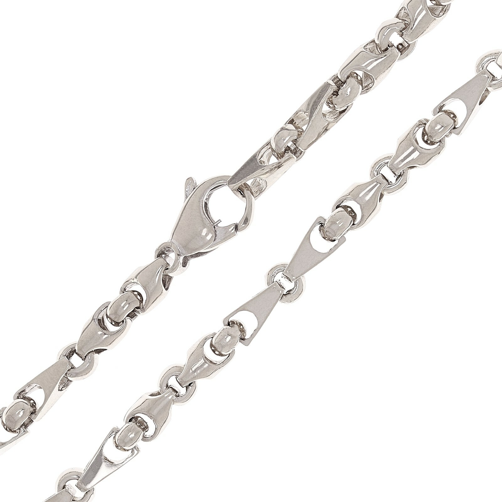 14k White Gold Solid Handmade Fashion Link Necklace 24″ 5mm 55.5 grams