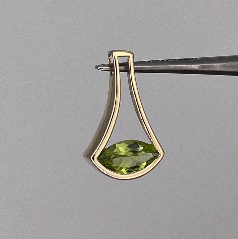 14k Yellow Gold Ladies 10x6mm Marquise Green Peridot Slide Charm Pendant 22mm