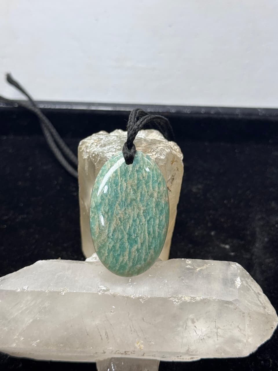 Natural Amazonite Threads Necklace Handmade Thread Pendant