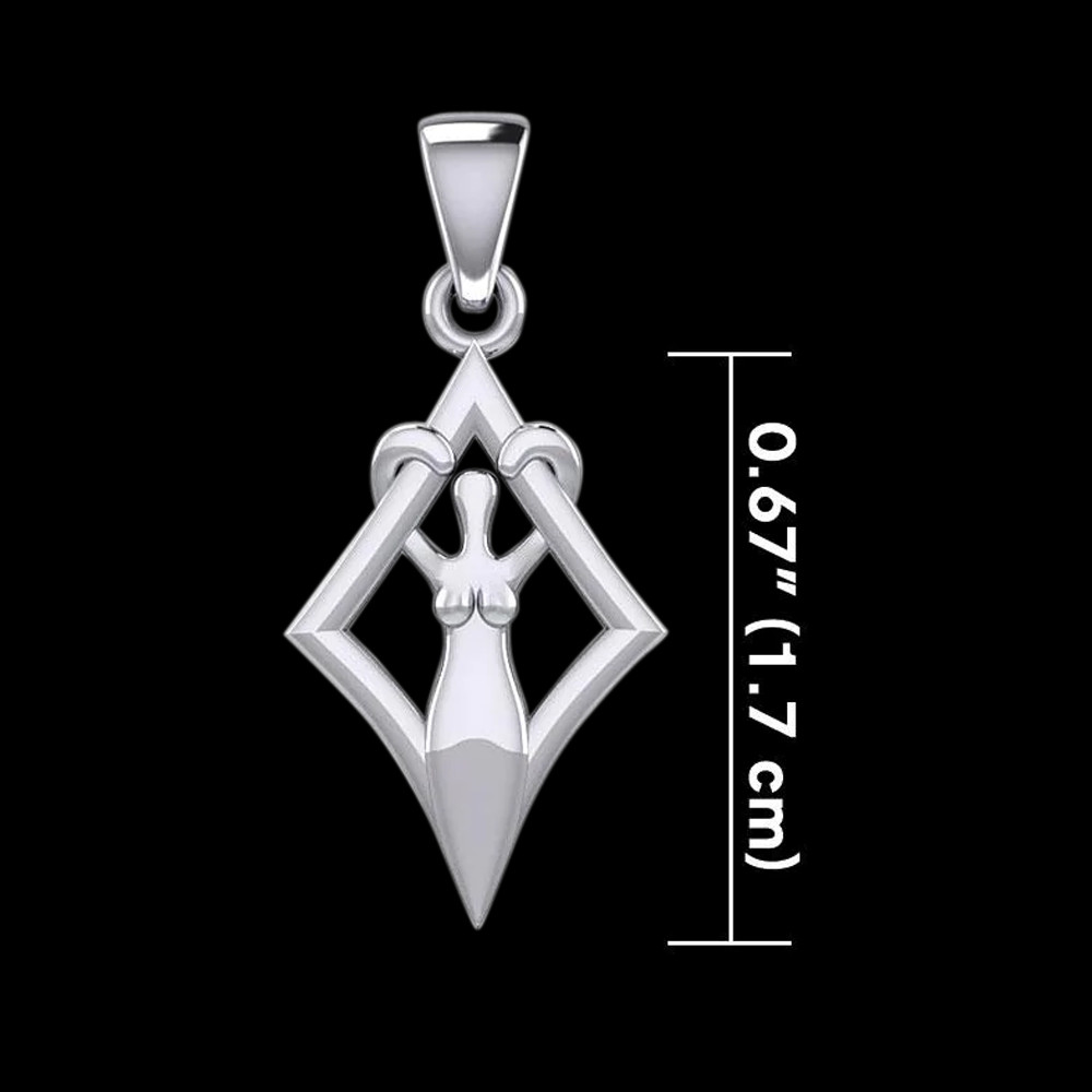 Small Sterling Silver Goddess in Yoni – Female Wiccan Fertility Symbol Jewelry