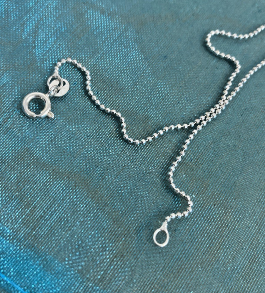925 Sterling Silver genuine shimmer Ball Bead Chain Necklace 18 inch BRAND NEW
