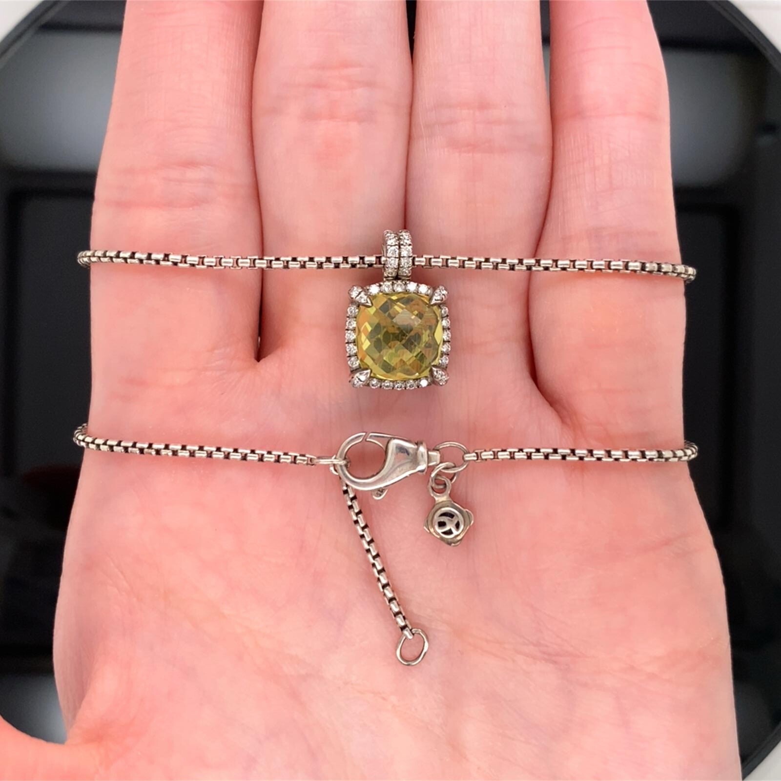 David Yurman Sterling Silver Citrine Chatelaine Diamond Pendant Necklace $1125