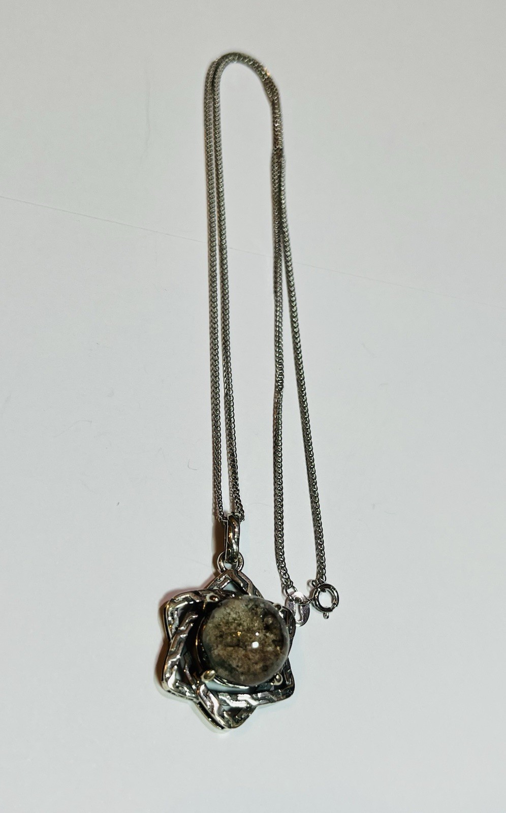 925 Sterling Silver Stunning Natural Garden Quartz 6 Point Star Pendant Necklace