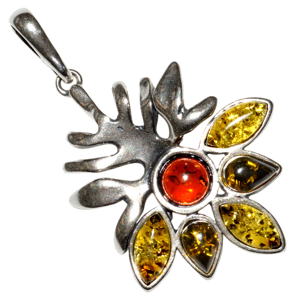 4.2g Authentic Baltic Amber 925 Sterling Silver Pendant Jewelry N-A343B