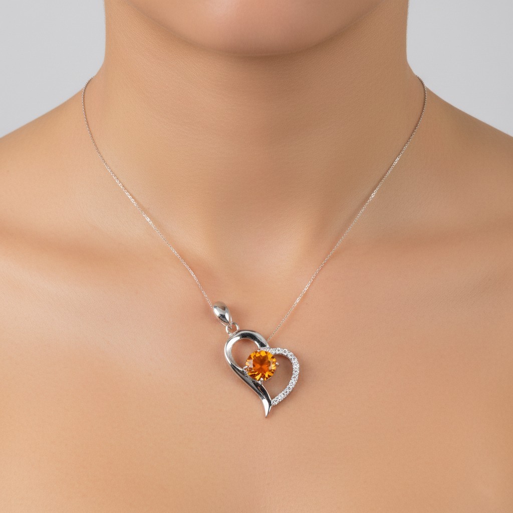 Natural Citrine Gemstone Pendant 925 Sterling Silver Jewelry For Wedding Gift