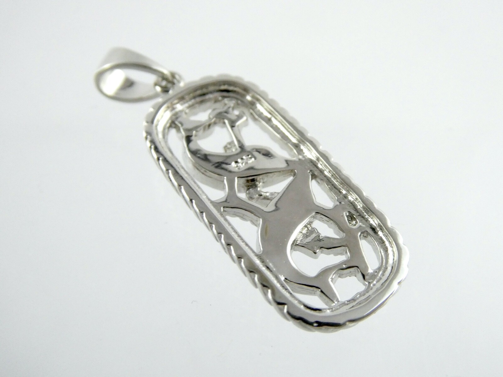 Sterling Silver Simulated Blue Opal Inlay Two Dolphin Pendant 925 5.3g 1 3/8 In