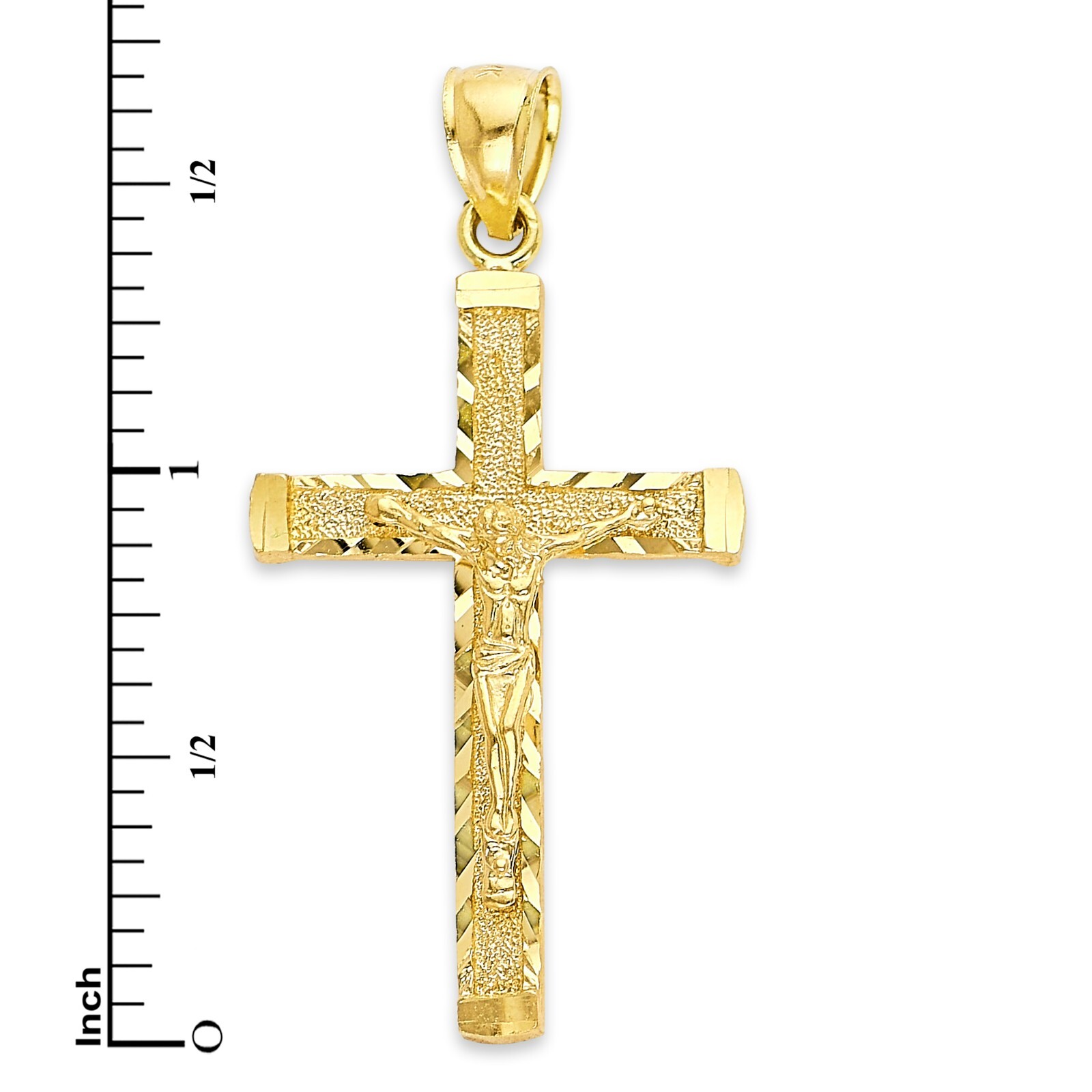 Solid Gold Cross Pendant, 10 or 14k, Crucifix Pendant Religious Jewelry for Men