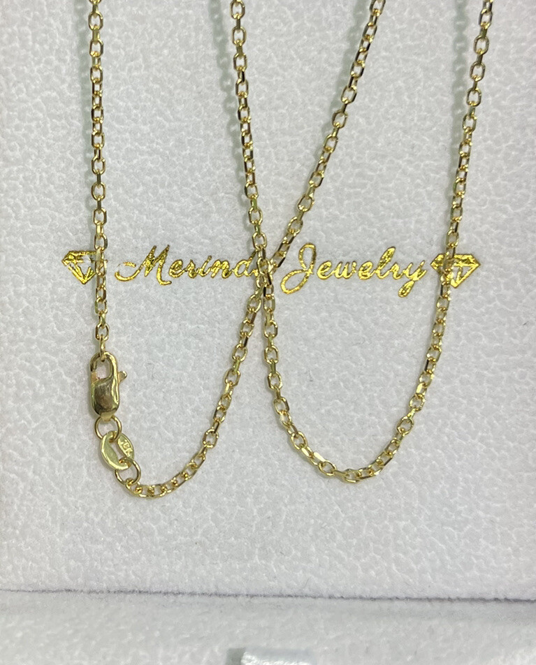 18k Solid Yellow Gold Anchor Chain Necklace for Unisex Kid Adult