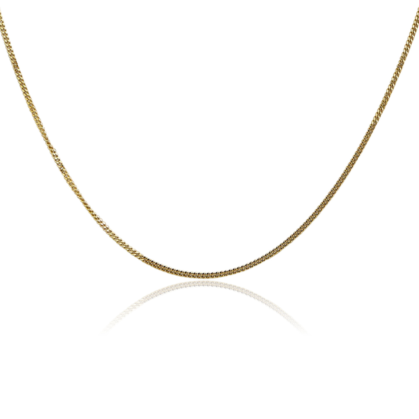 14K Solid Yellow Gold 1.4mm Dainty Curb Chain Necklace Polished