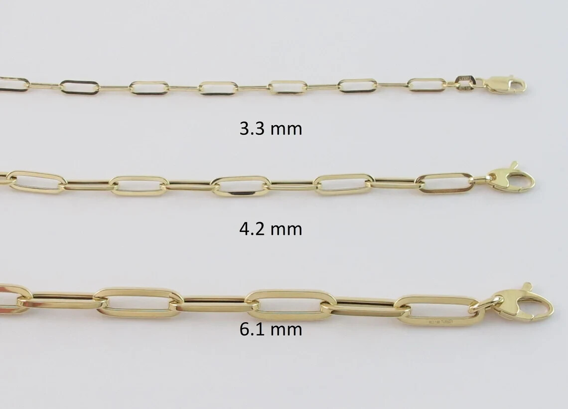 14k Yellow Gold Paperclip Chain Necklace 16″ 18″ 20″ 24″ – 1.5 mm – 6.1 mm
