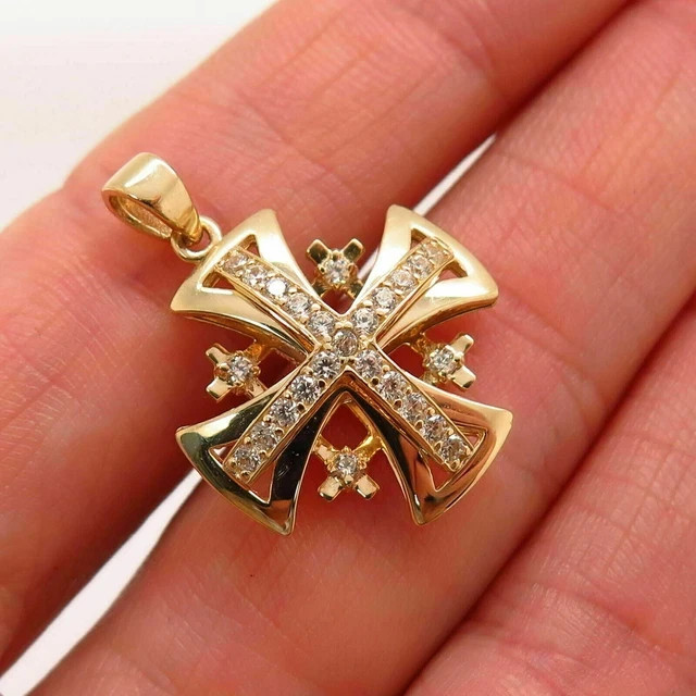 2Ct Round Cut Lab-created Diamond Cross Pendant Necklace 14K Yellow Gold Plated