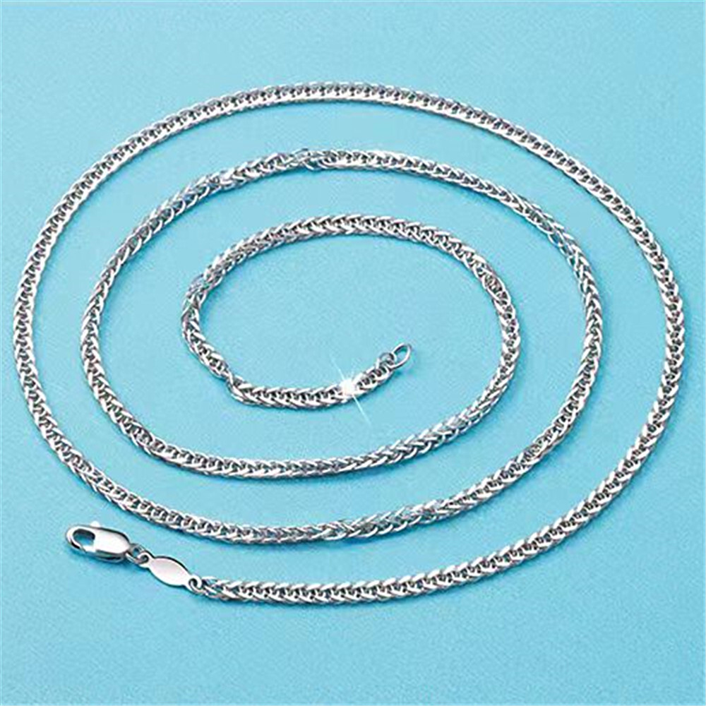 PT950 Pure Platinum 950 Chain 1.2mm-3.5mm Lucky Wheat Link Necklace 16-24inch
