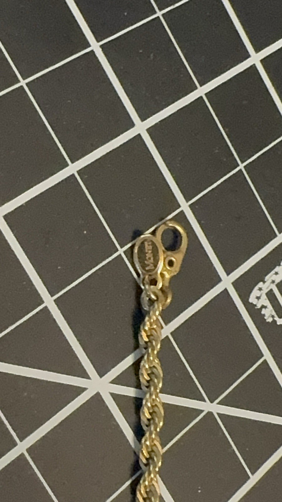Gold Rope Chain Necklace 20in 925 Yellow Gold Metal Lobster Clasp No Stone