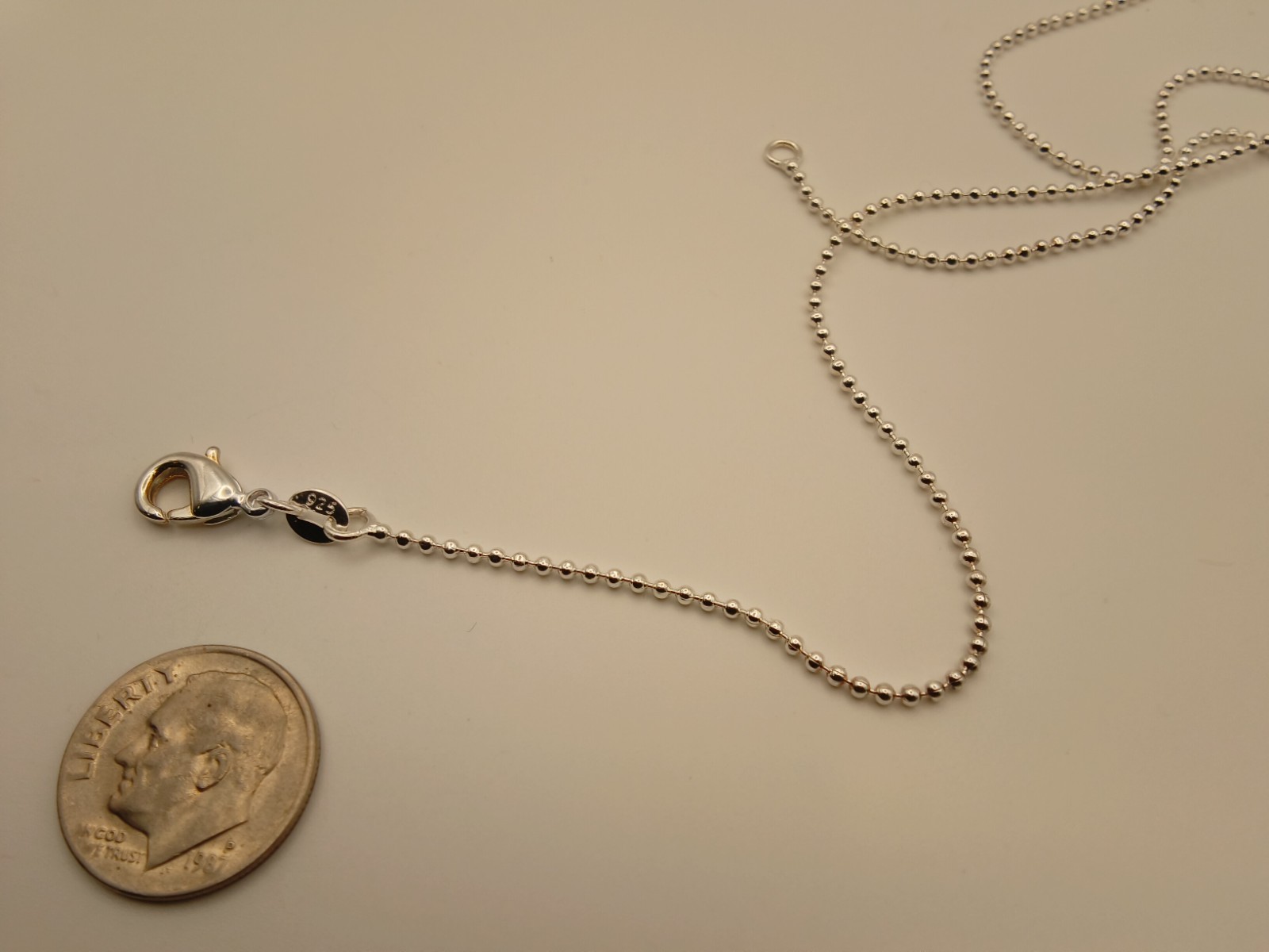 Sterling Silver .925 Bead /Ball Chain 18″ Lobstsr Clasp