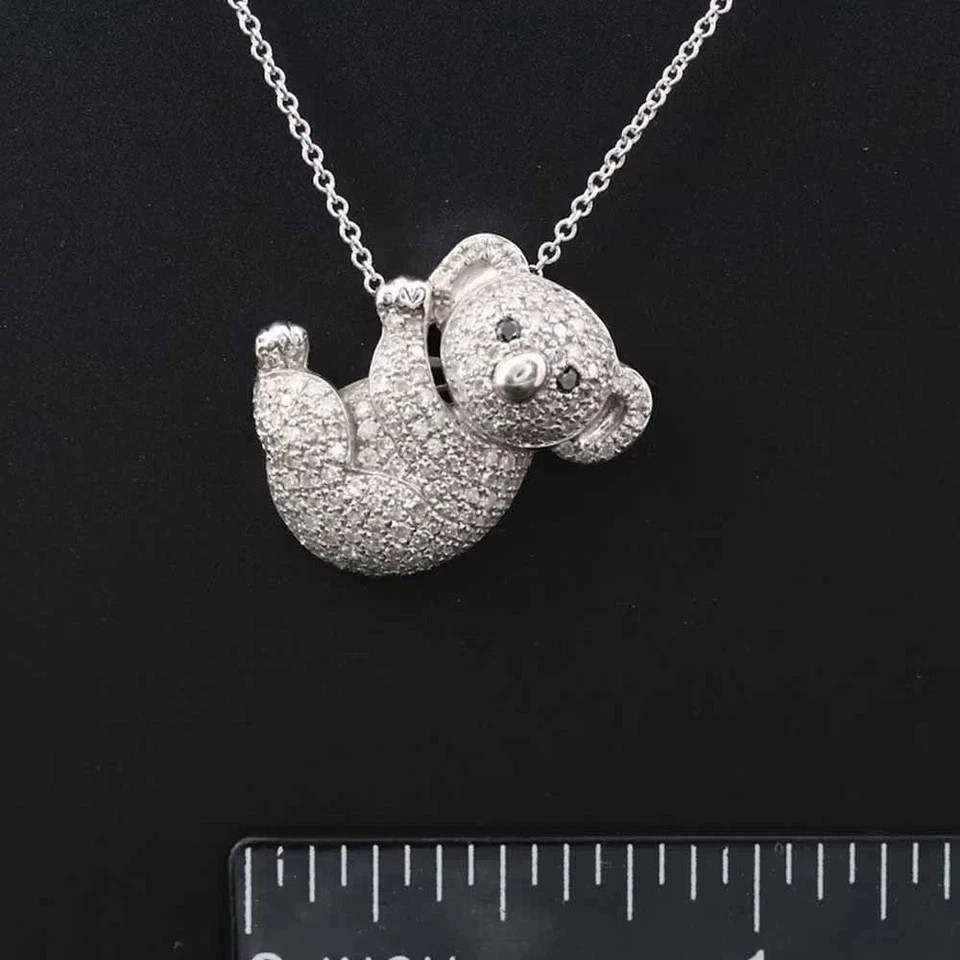 2Ct Real Moissanite Cute Pendant Gift For Her 14K White Gold Plated Silver