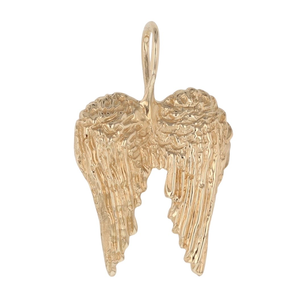 1″ Angel Wings Shaped Pendant without Chain 14k Yellow Gold 2.17 Grams