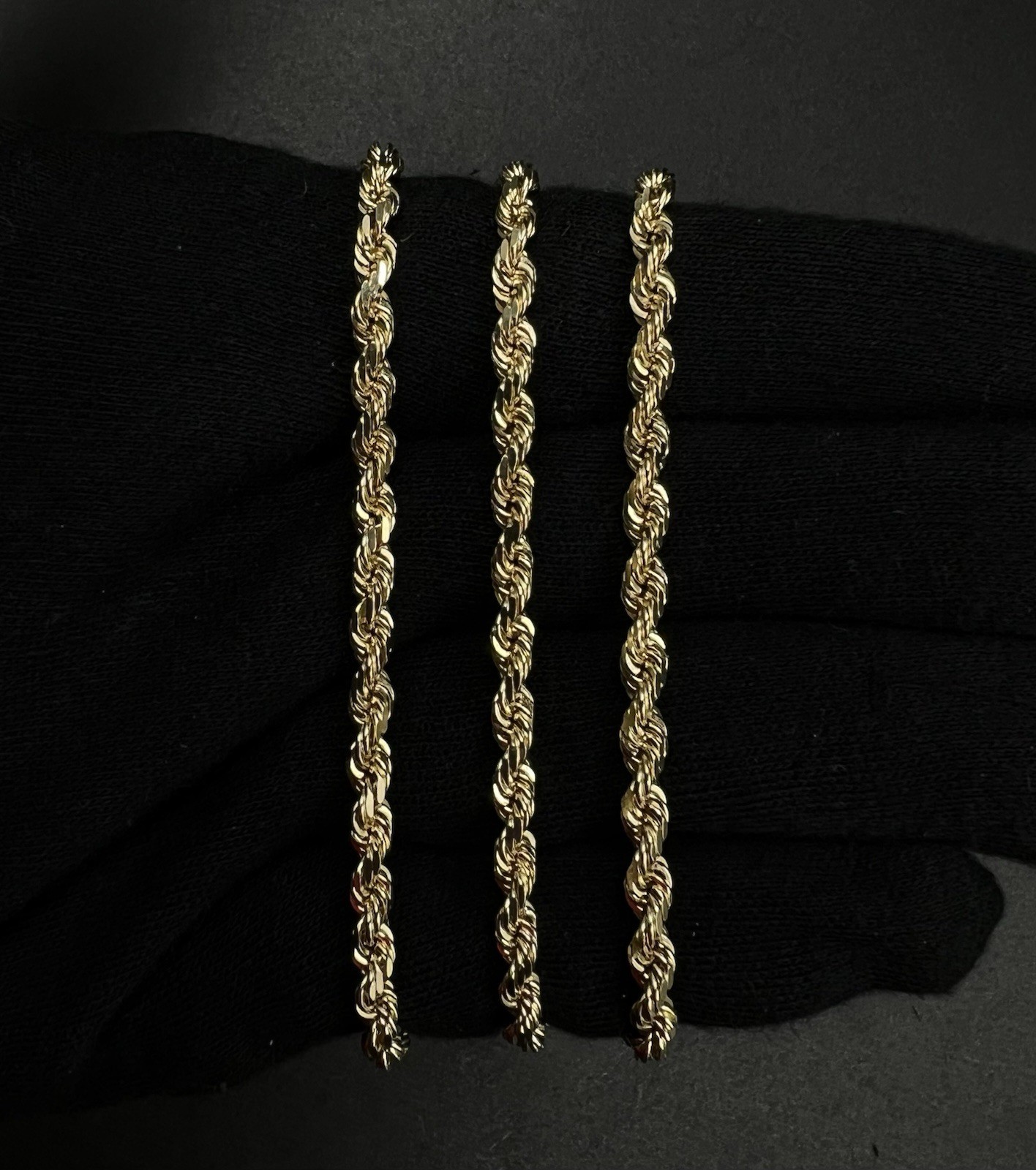 24” 14K Solid Yellow Gold Diamond Cut Rope Chain | 31.43g | 4mm | Lobster Clasp
