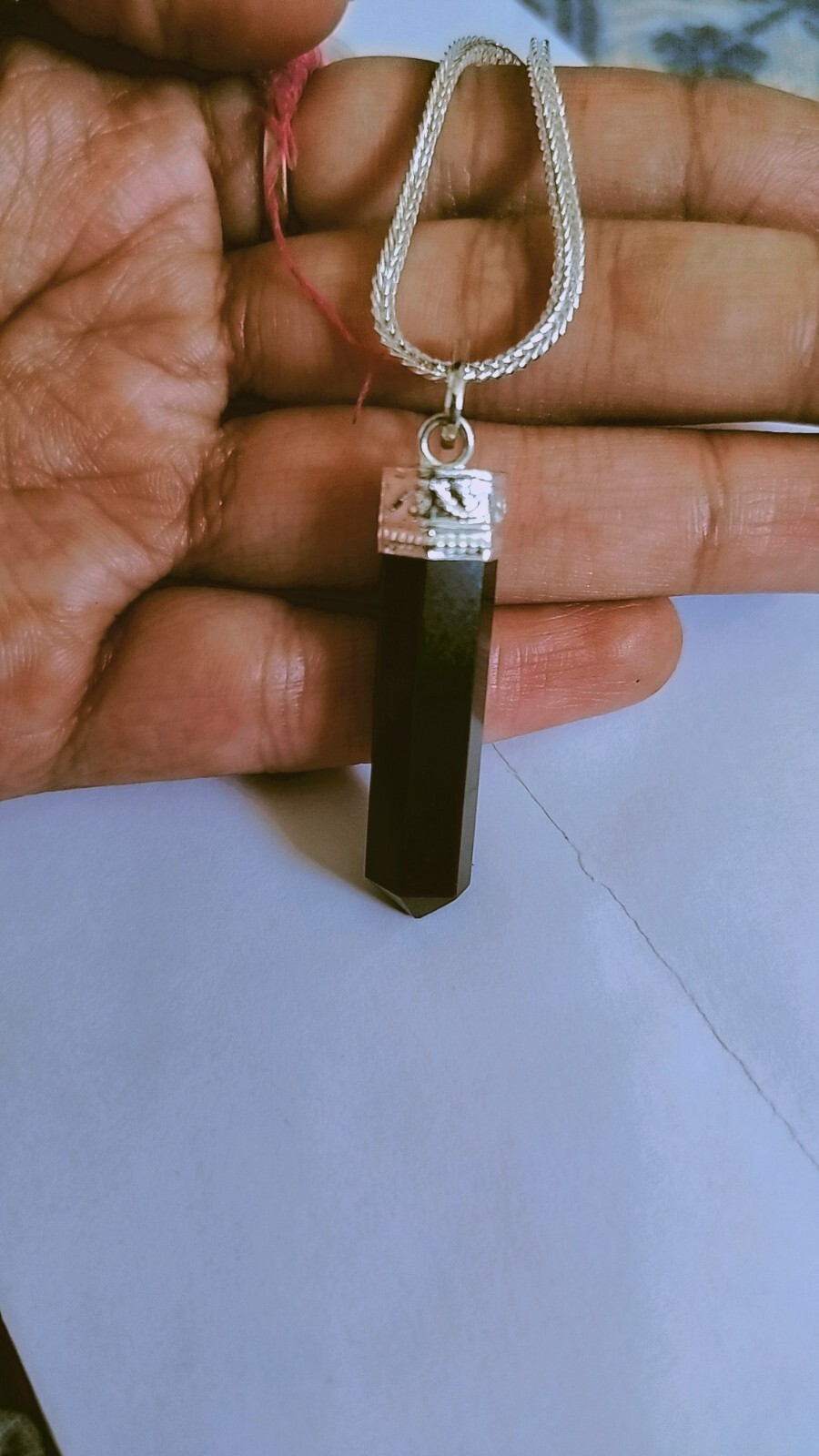 925 Sterling Silver Natural Black Spinel Pencil Pendant Jewelry For Men/Women