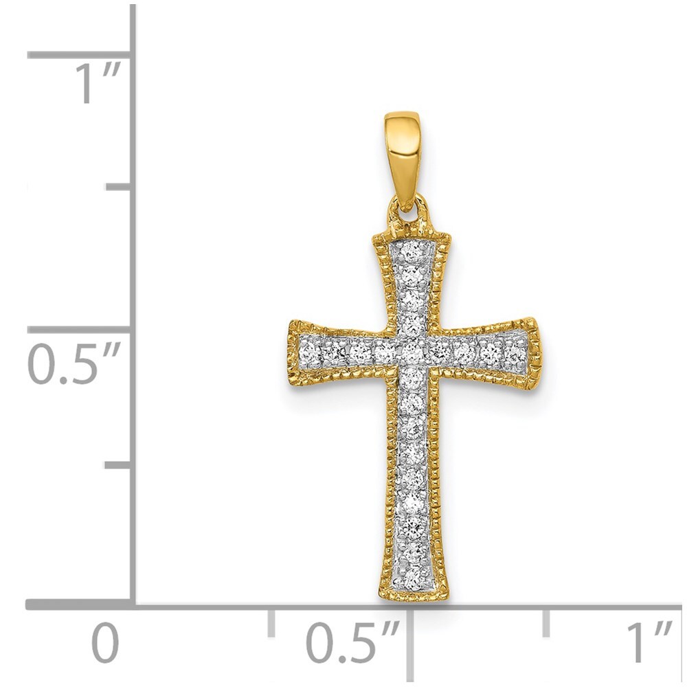 14K Yellow Gold 1/10ctw Diamond Cross Pendant PM5074-010-YA