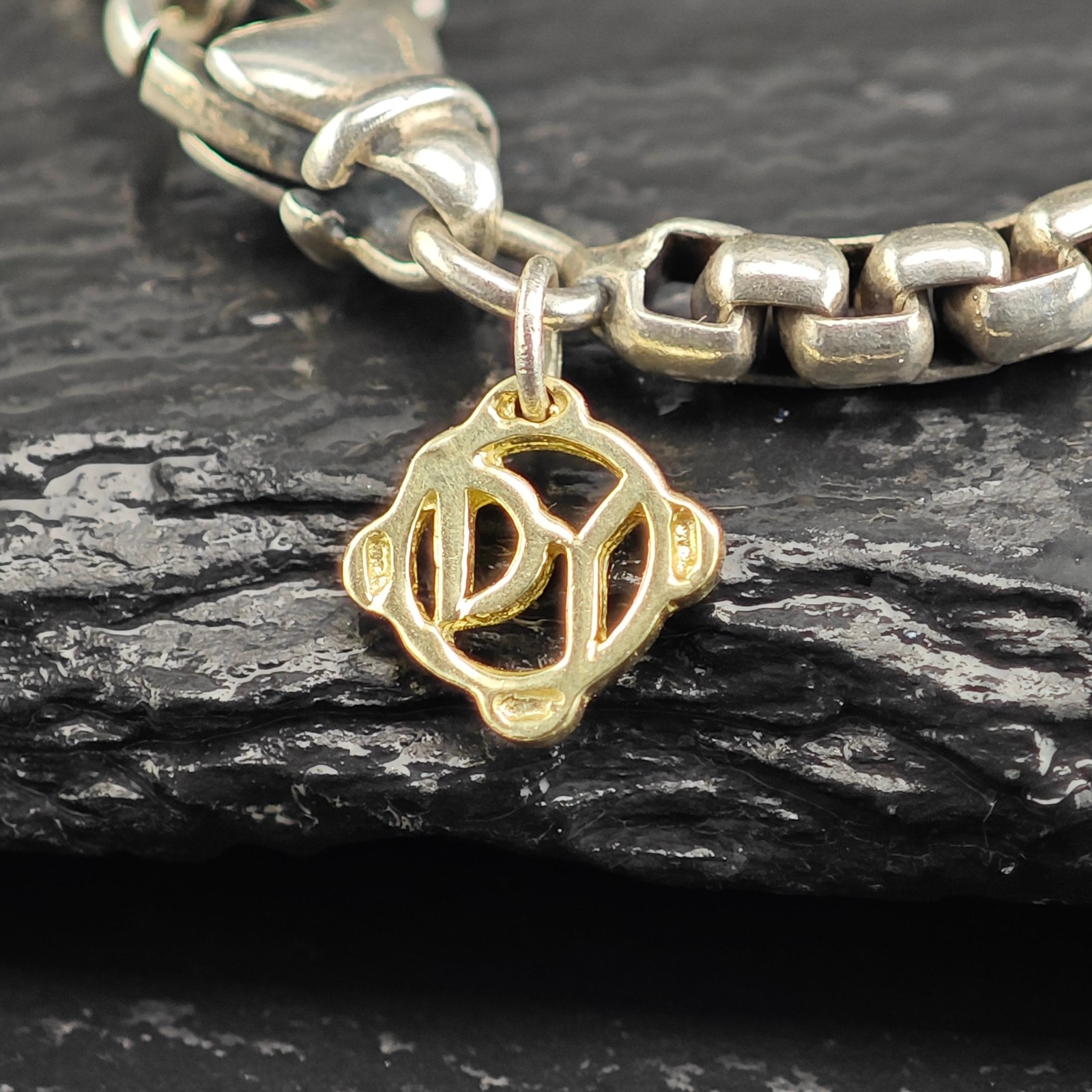David Yurman 14k Gold Accent, Sterling Silver 3.5mm Box Chain Necklace 16″ N2715