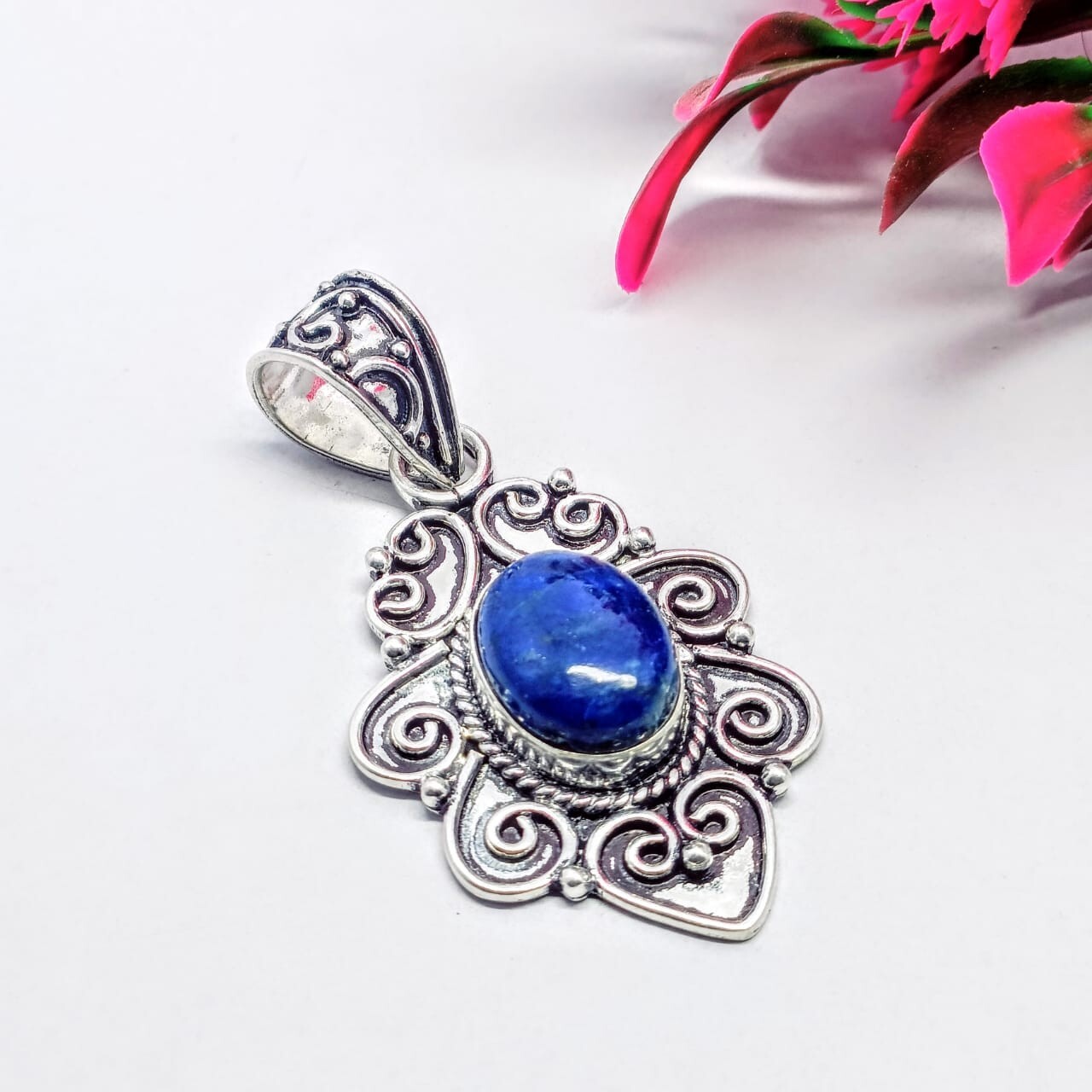 Natural Lapis Lazuli Gemstone Handmade Pendant.925 Sterling Silver Gift pendant2