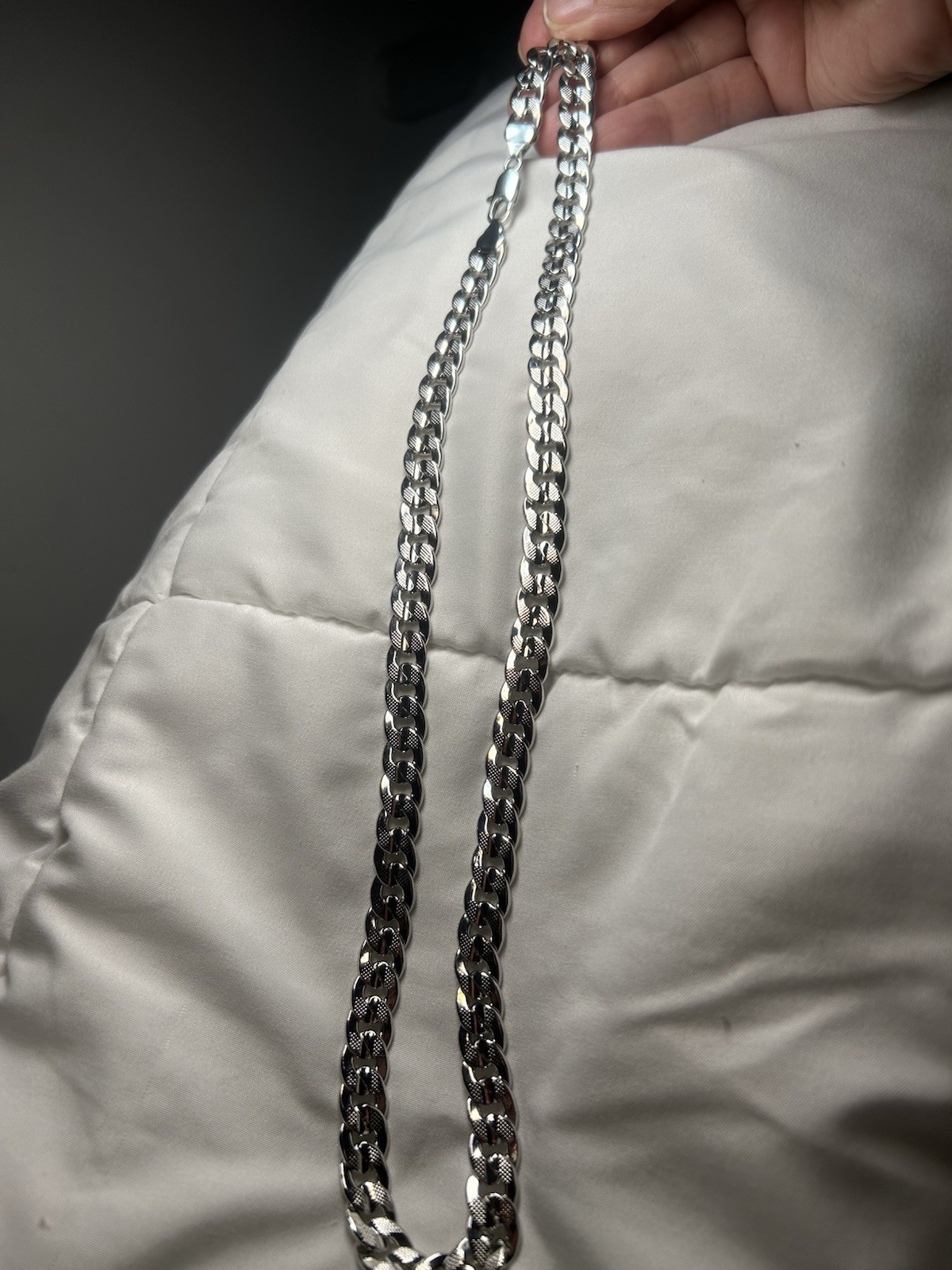 White Gold Filled Diamond Cut Cuban 24” 10mm