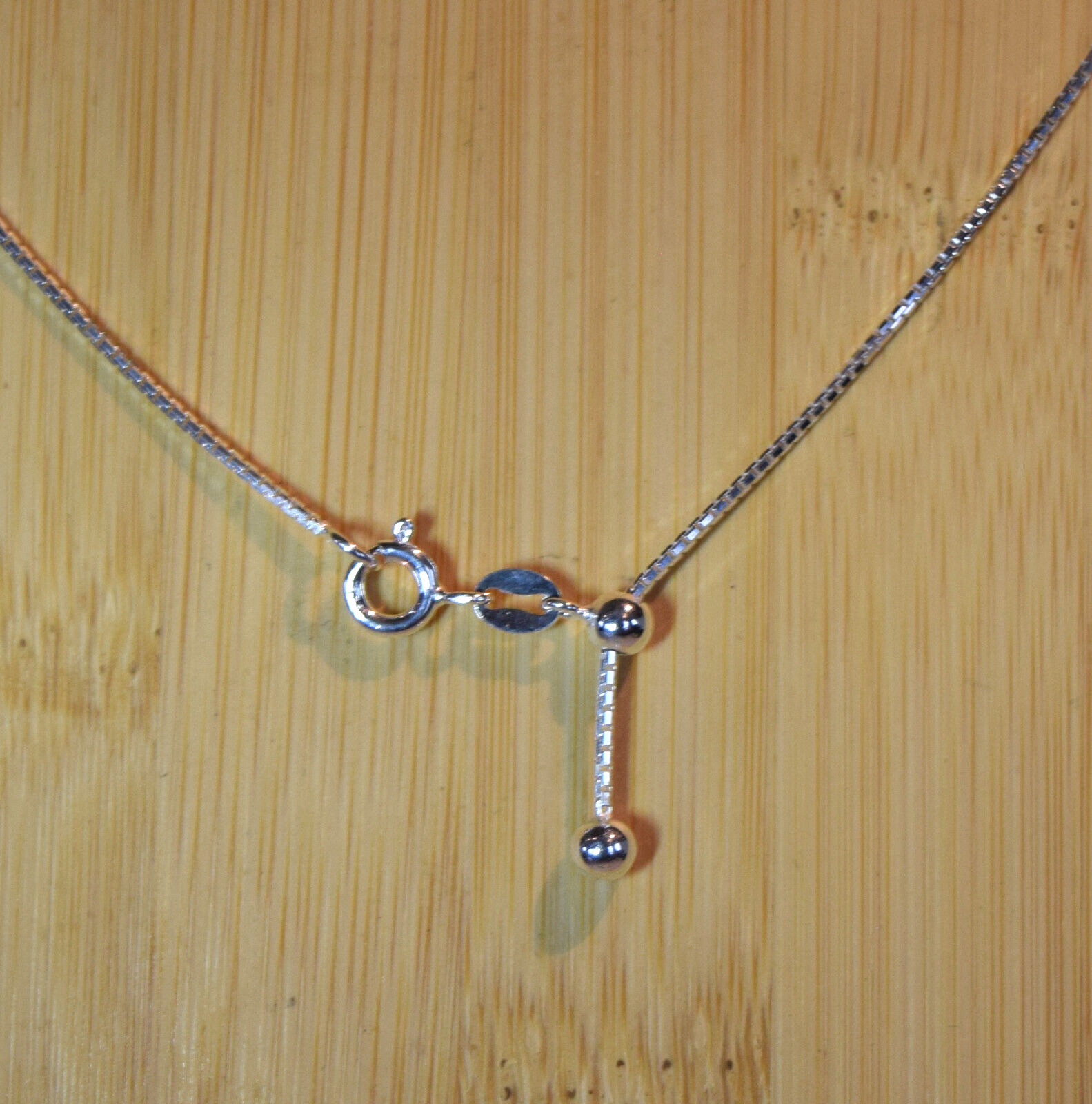 Adjustable 1mm 8 Sided Box Chain Necklace 925 Sterling Silver 16″ to 22″ Slide