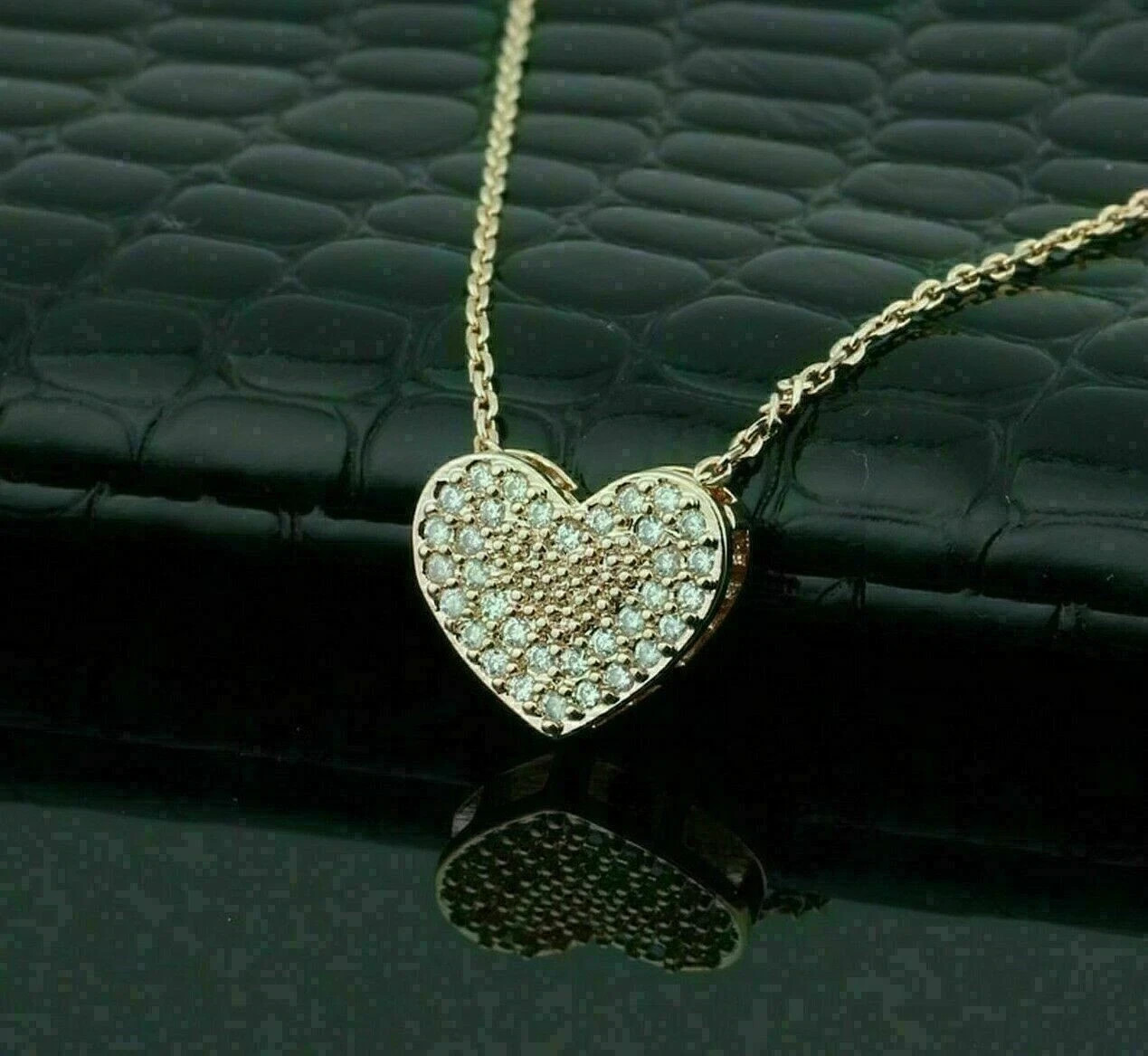 1.20Ct Round Cut VVS1/D Diamond Cluster Heart Pendant 14K Yellow Gold Finish